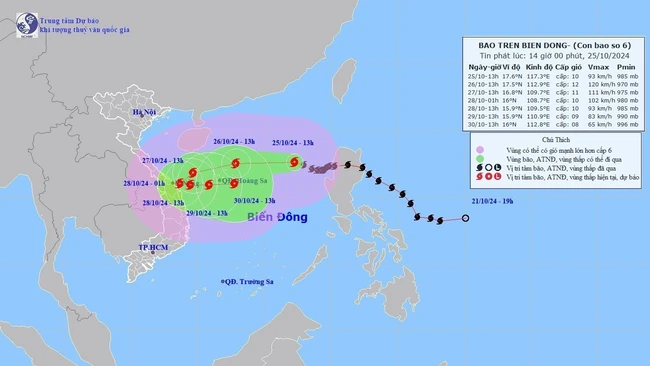 Bão số 6 gây mưa lớn ở khu vực miền Trung - Ảnh 1.