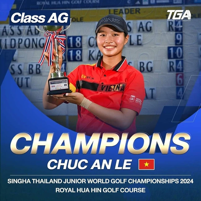 Golfer 16 tuổi Việt Nam vô địch bảng A Girl giải Singha Thailand Junior World Golf Championships 2024 - Ảnh 1.