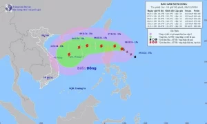 Bão YINXING giật cấp 17 đang di chuyển hướng Tây - Ảnh 1.