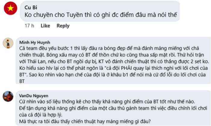 CĐV bóng chuyền Việt Nam phản ứng trước phát ngôn của HLV Tuấn Kiệt về Bích Tuyền